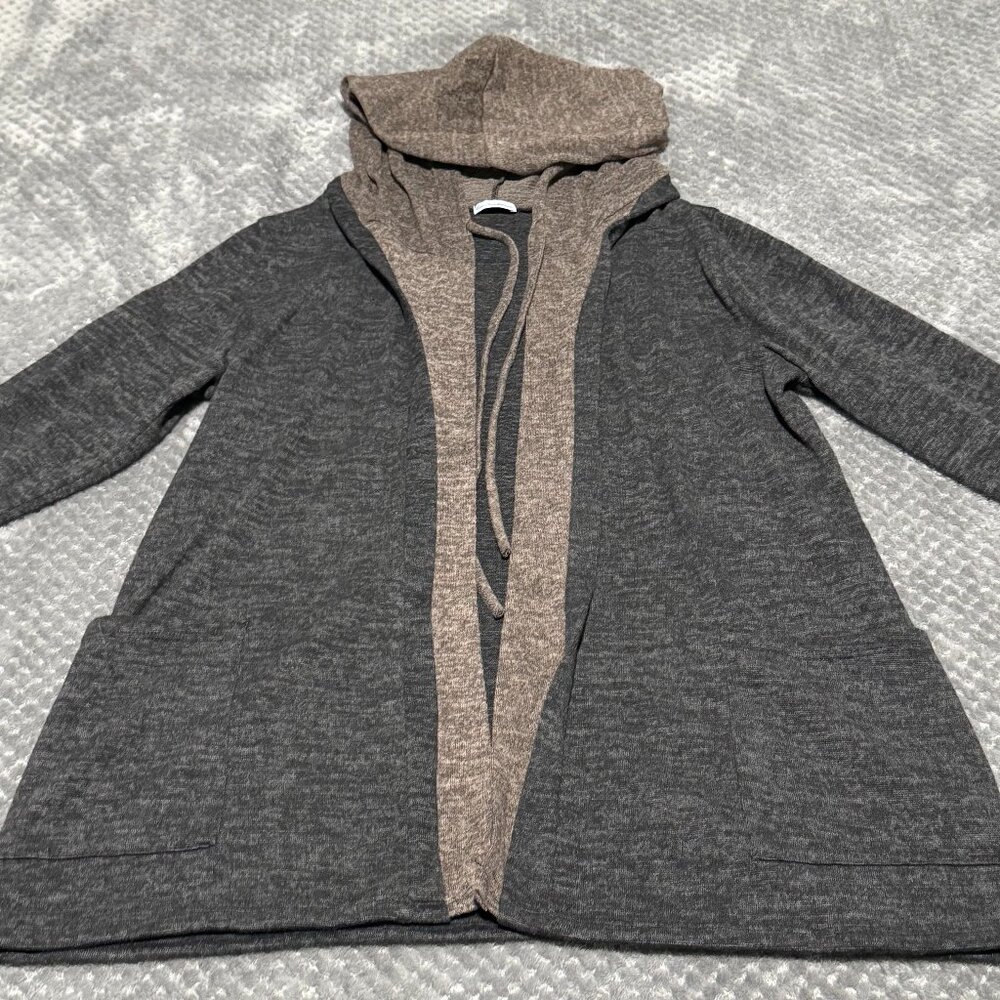 Egy California Women's Hooded Long Sleeve Open-Front Cardigan Sweater - Size L